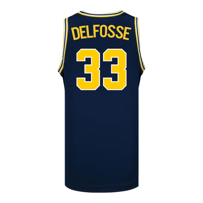 Michigan Wolverines #33 Te'Yala Delfosse Student Athlete Blue Women's Basketball Jersey - Back View