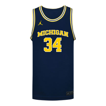 Michigan Wolverines #34 Aaiyanna Dunbar Student Athlete Blue Women's Basketball Jersey - Front View