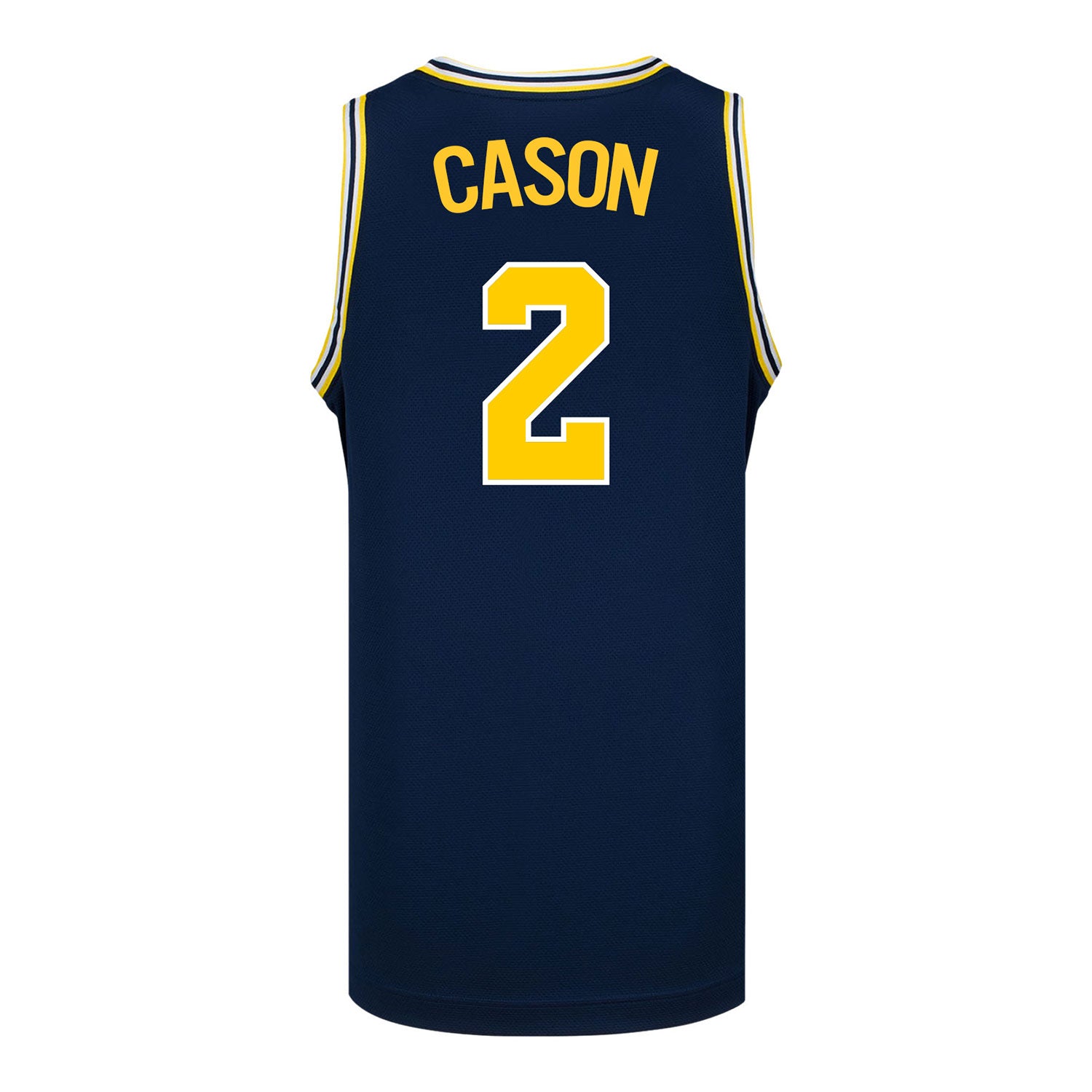 Michigan Wolverines #2 L.J Cason Student Athlete Blue Basketball Jersey - Back View