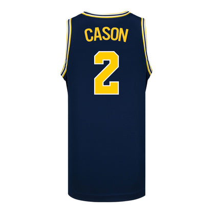 Michigan Wolverines #2 L.J Cason Student Athlete Blue Basketball Jersey - Back View