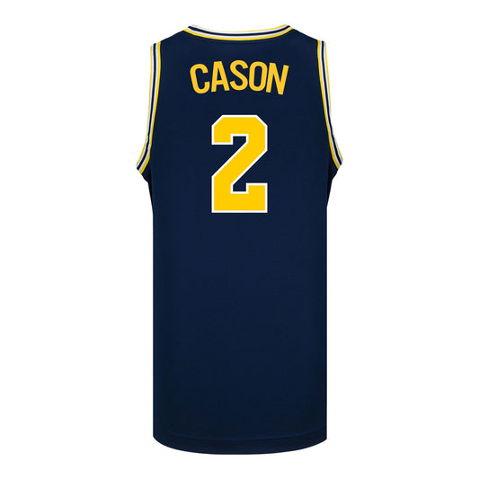 Michigan Wolverines #2 L.J Cason Student Athlete Blue Basketball Jersey - Back View
