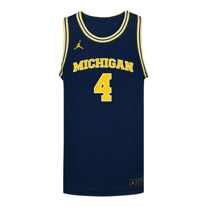 Michigan Wolverines #4 Nimari Burnett Student Athlete Blue Basketball Jersey - Front View