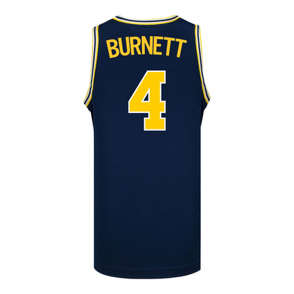 Michigan Wolverines #4 Nimari Burnett Student Athlete Blue Basketball Jersey - Back View