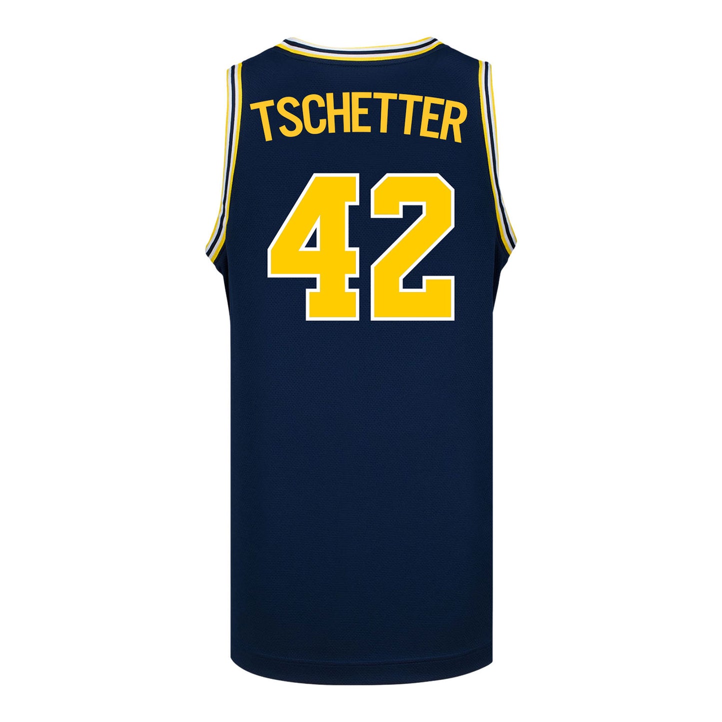 Michigan Wolverines #42 Will Tschetter Student Athlete Blue Basketball Jersey In Blue - Front View