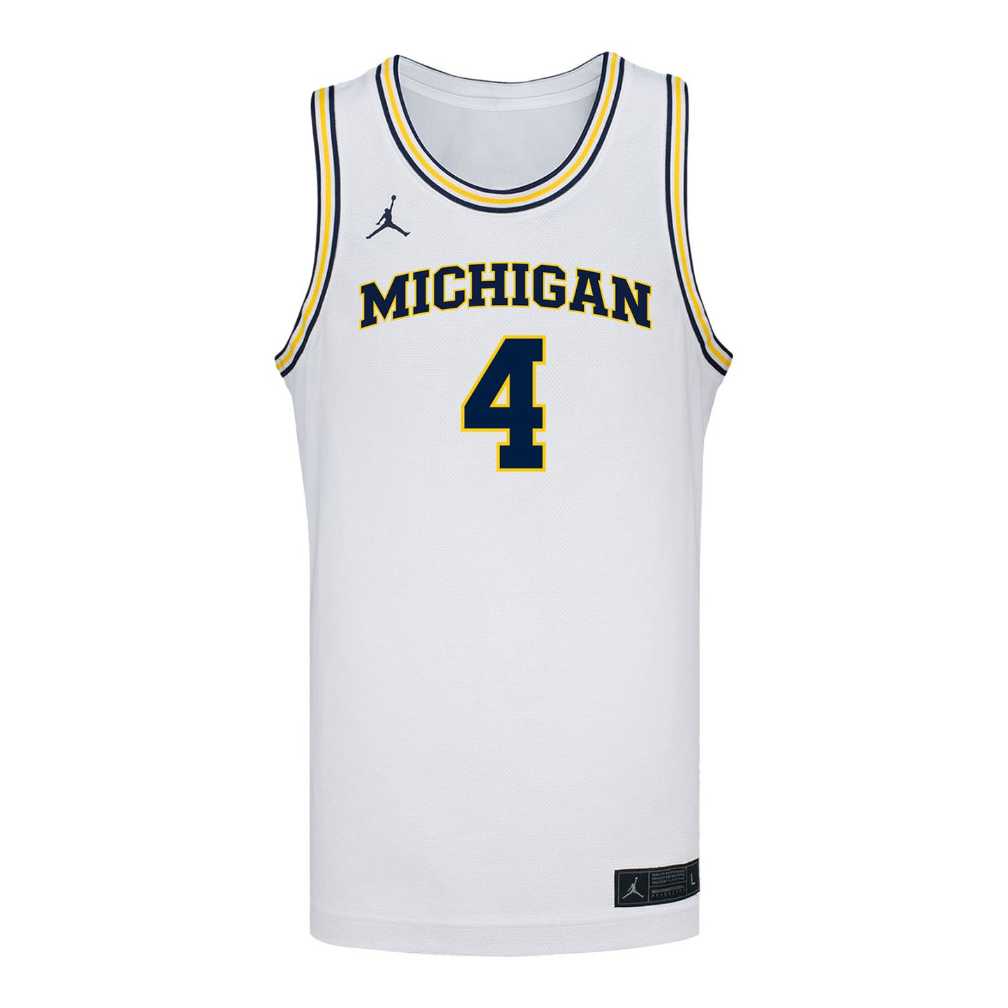 Michigan Wolverines #4 Nimari Burnett Student Athlete White Basketball Jersey - Front View