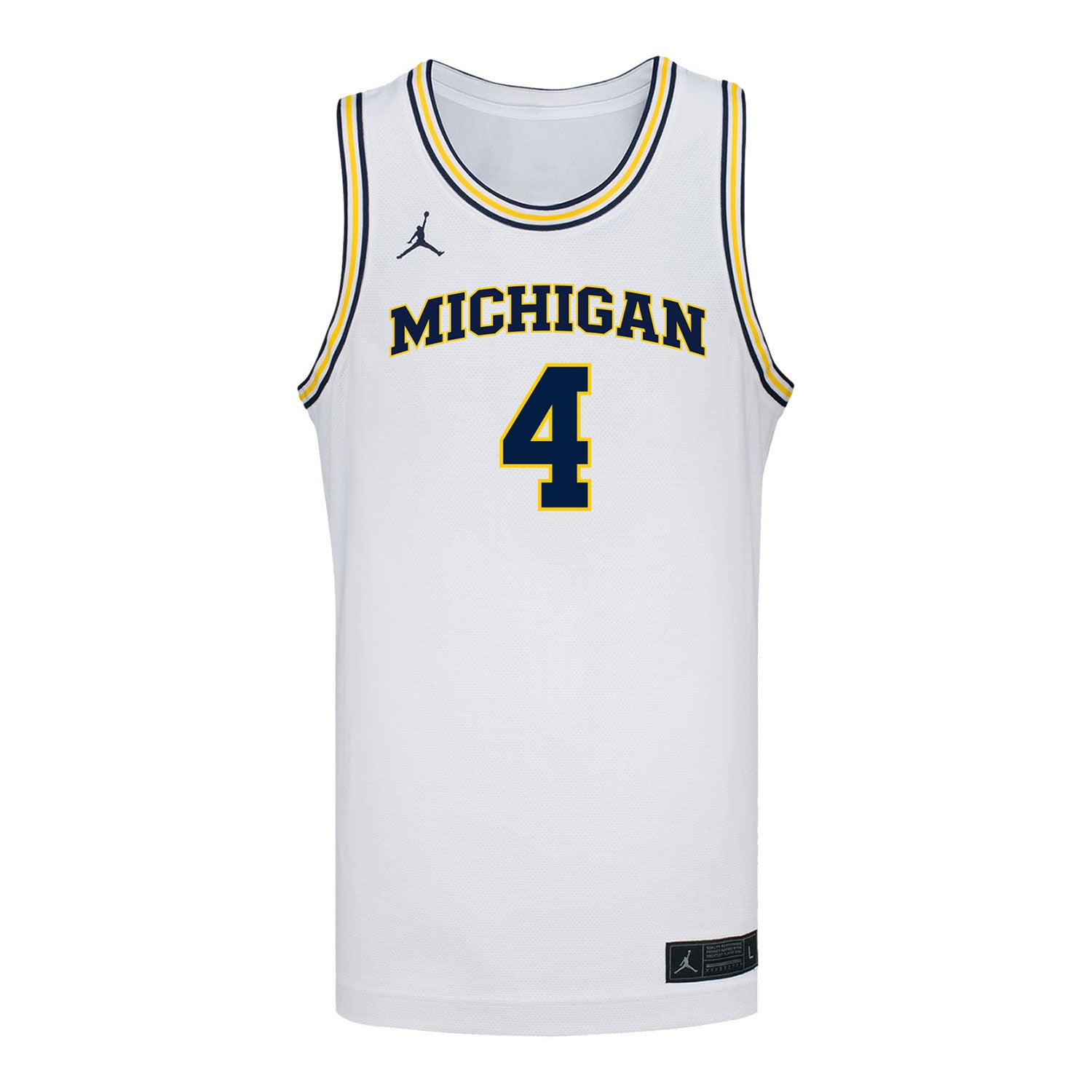 Michigan Wolverines #4 Nimari Burnett Student Athlete White Basketball Jersey - Front View
