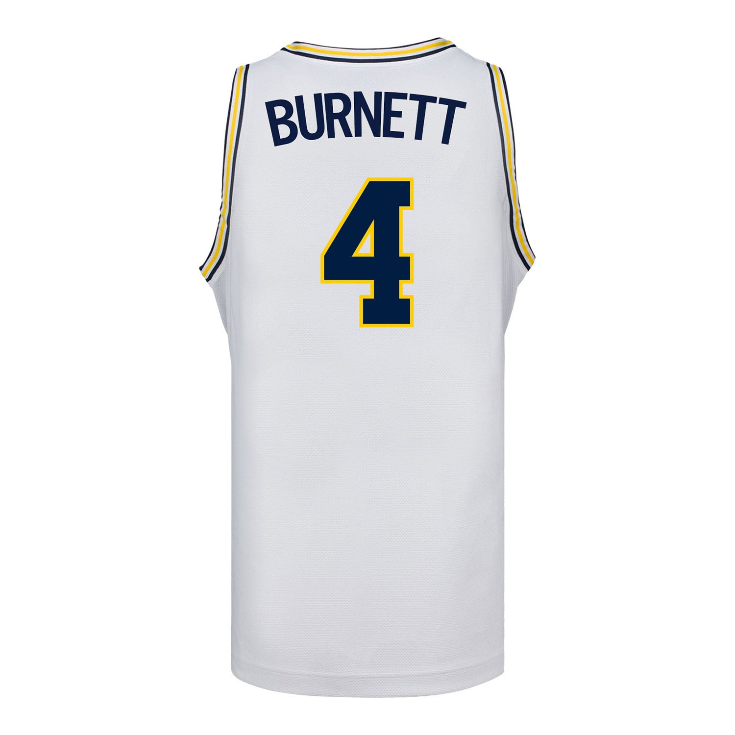 Michigan Wolverines #4 Nimari Burnett Student Athlete White Basketball Jersey - Back View
