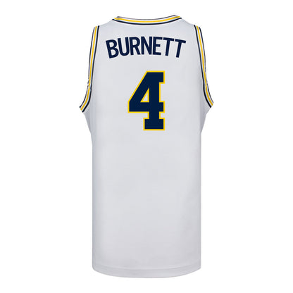 Michigan Wolverines #4 Nimari Burnett Student Athlete White Basketball Jersey - Back View