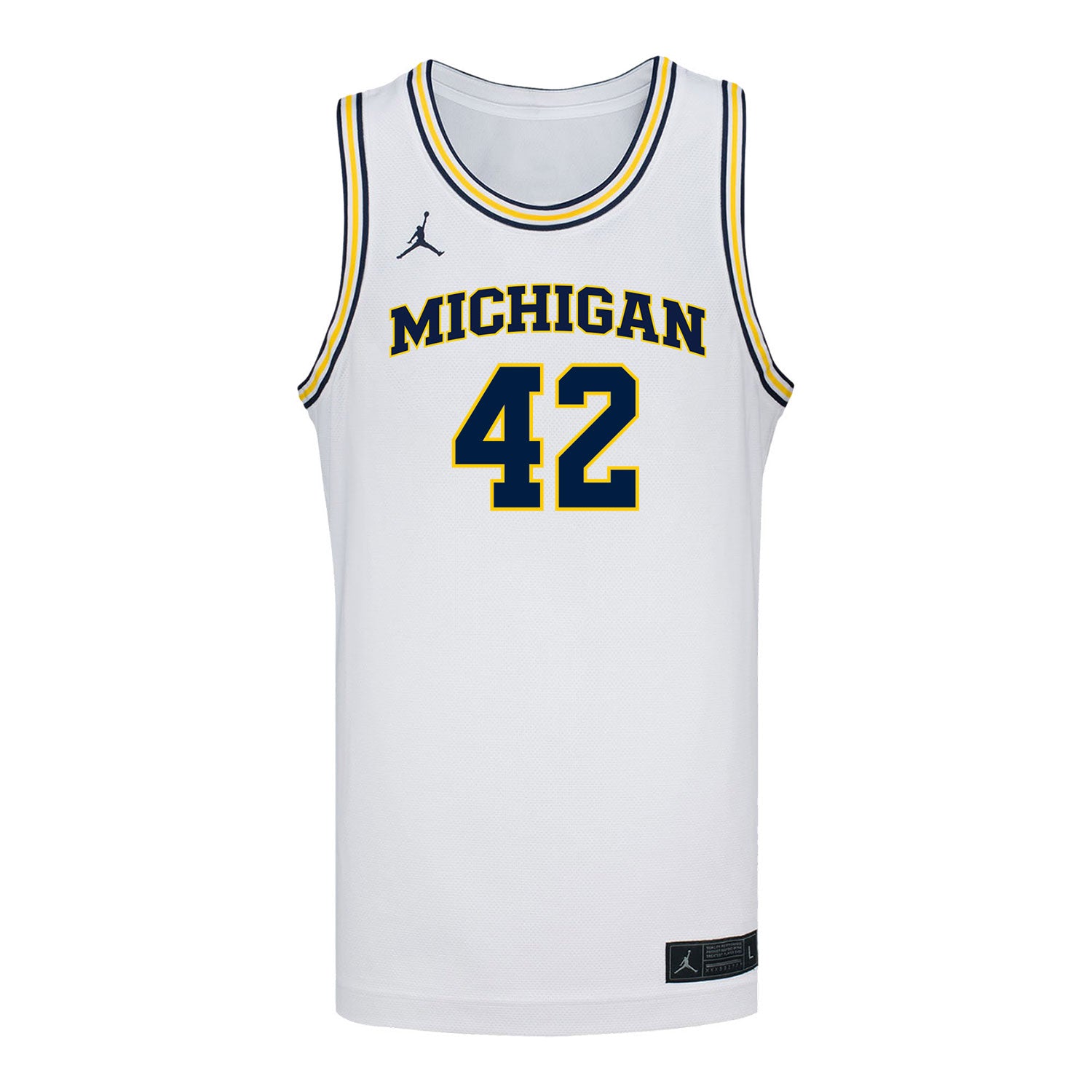Michigan Wolverines #42 Will Tschetter Student Athlete White Basketball Jersey - Front View