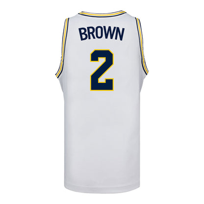 Michigan Wolverines #2 Macy Brown Student Athlete White Women's Basketball Jersey - Back View