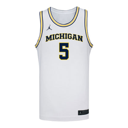 Michigan Wolverines #5 Brooke Daniels Student Athlete White Women's Basketball Jersey - Front View
