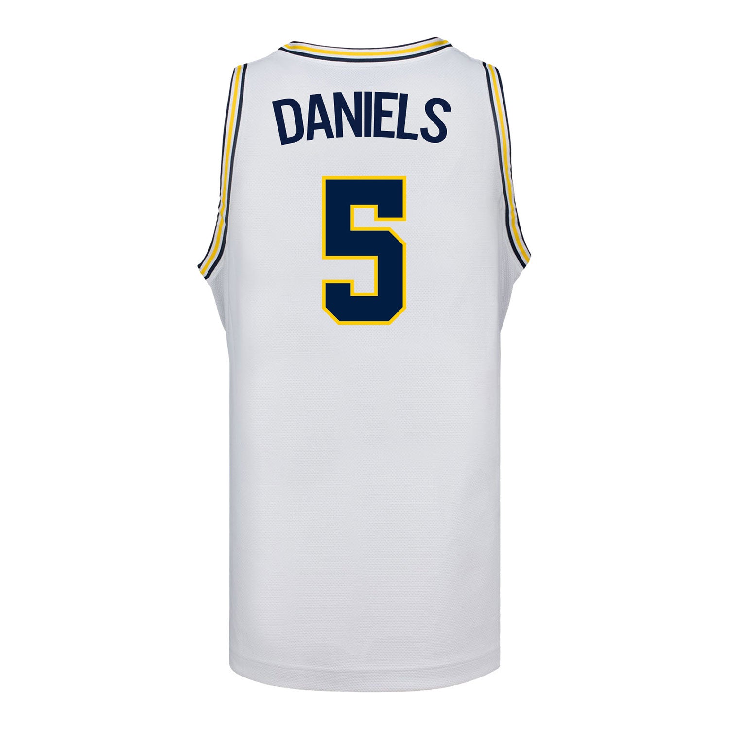 Michigan Wolverines #5 Brooke Daniels Student Athlete White Women's Basketball Jersey - Back View