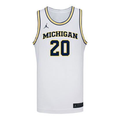 Michigan Wolverines #20 Alyssa Crockett Student Athlete White Women's Basketball Jersey - Front  View