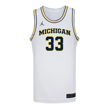 Michigan Wolverines #33 Te'Yala Delfosse Student Athlete White Women's Basketball Jersey - Front View