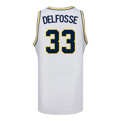 Michigan Wolverines #33 Te'Yala Delfosse Student Athlete White Women's Basketball Jersey - Back View