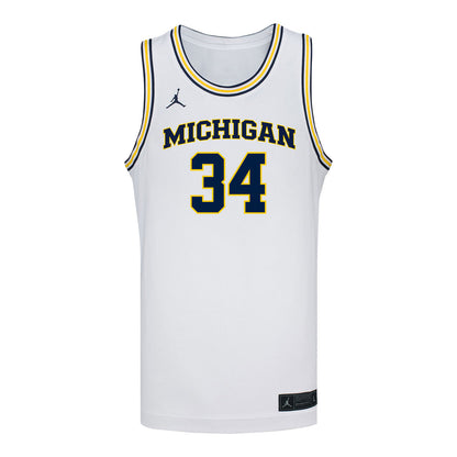 Michigan Wolverines #34 Aaiyanna Dunbar Student Athlete White Women's Basketball Jersey - Front View