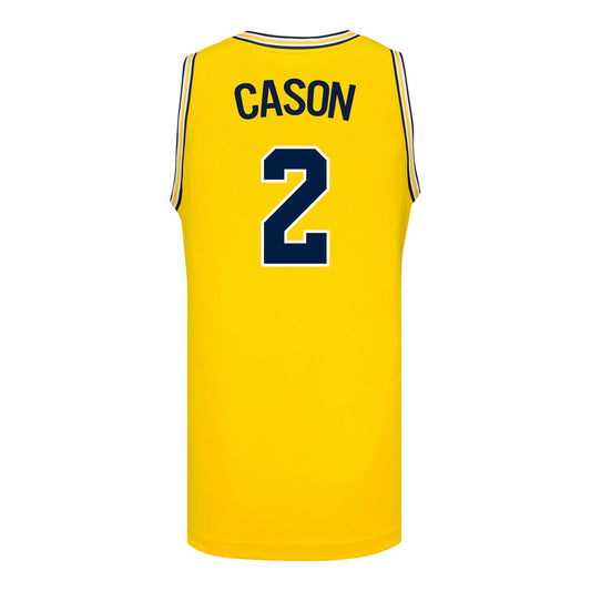 Michigan Wolverines #2 L.J Cason Student Athlete Maize Basketball Jersey - Back View