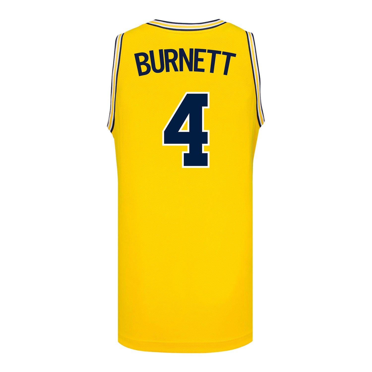 Michigan Wolverines #4 Nimari Burnett Student Athlete Maize Basketball Jersey - Back View