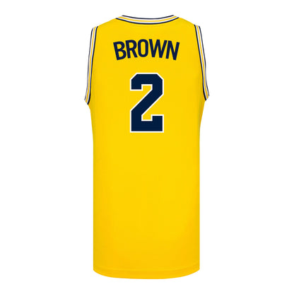 Michigan Wolverines #2 Macy Brown Student Athlete Maize Women's Basketball Jersey - Back View