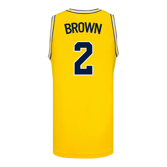 Michigan Wolverines #2 Macy Brown Student Athlete Maize Women's Basketball Jersey - Back View