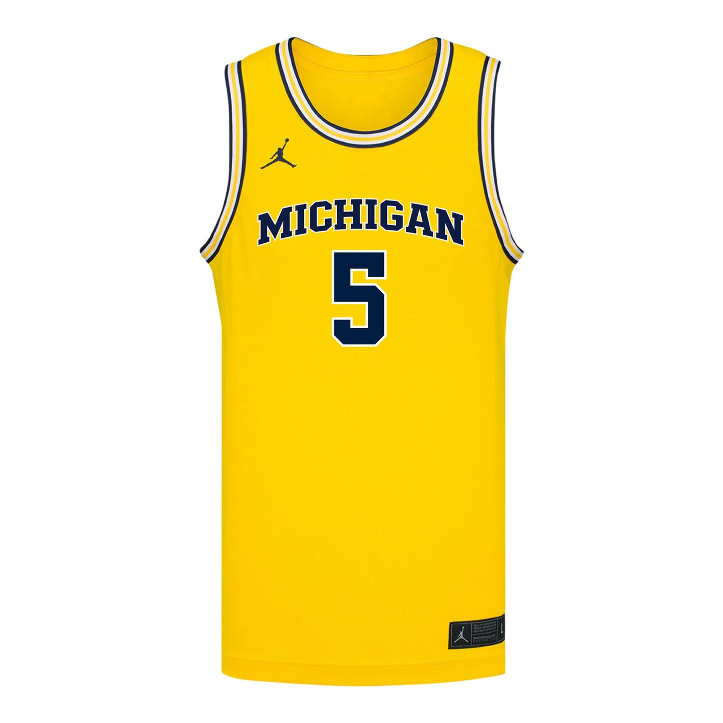 Michigan Wolverines #5 Brooke Daniels Student Athlete Maize Women's Basketball Jersey - Front View
