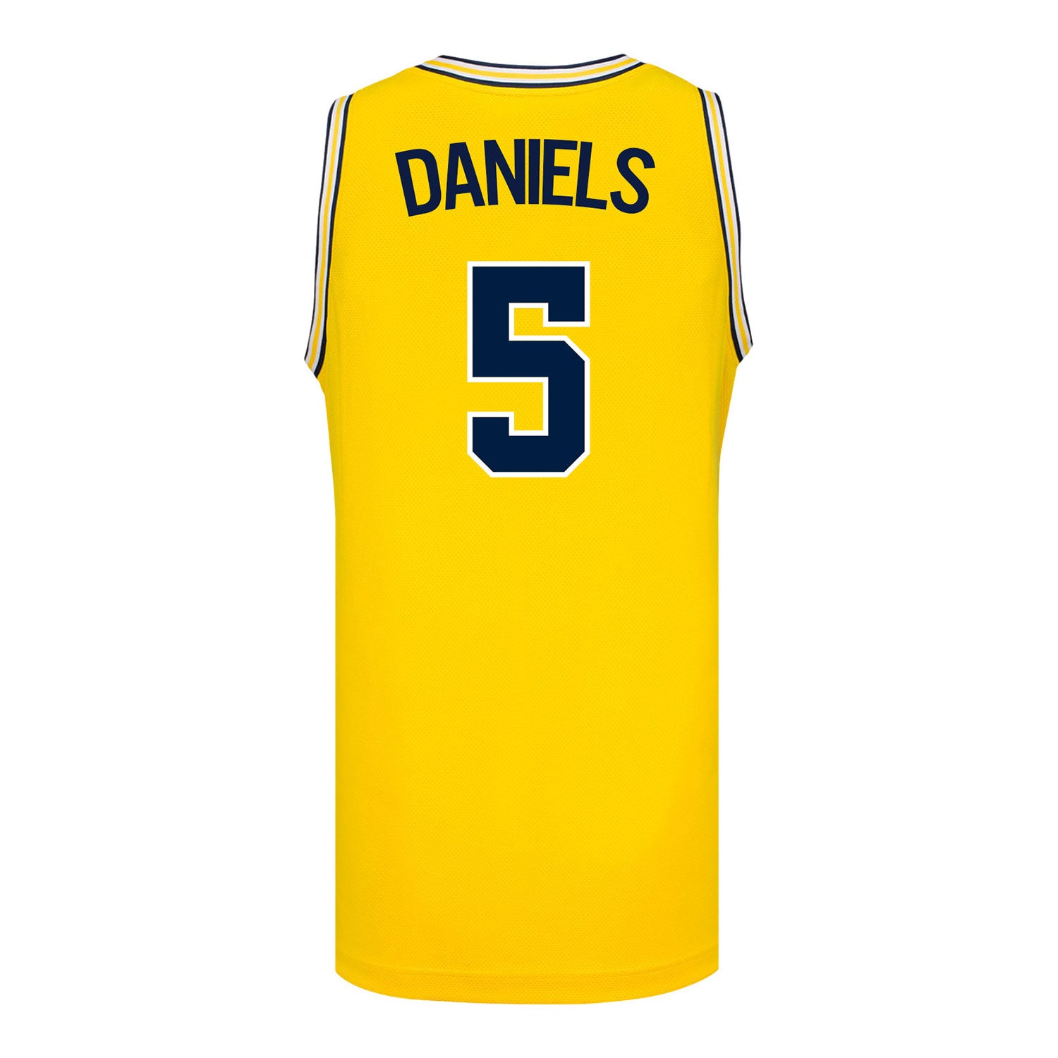 Michigan Wolverines #5 Brooke Daniels Student Athlete Maize Women's Basketball Jersey - Back View