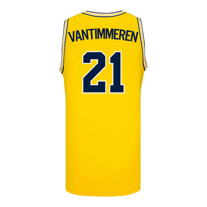 Michigan Wolverines #21 Ally VanTimmeren Student Athlete Maize Women's Basketball Jersey - Back View