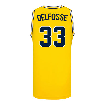 Michigan Wolverines #33 Te'Yala Delfosse Student Athlete Maize Women's Basketball Jersey - Back View