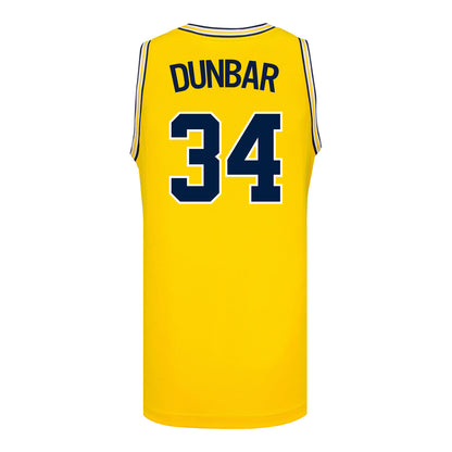 Michigan Wolverines #34 Aaiyanna Dunbar Student Athlete Maize Women's Basketball Jersey - Back View