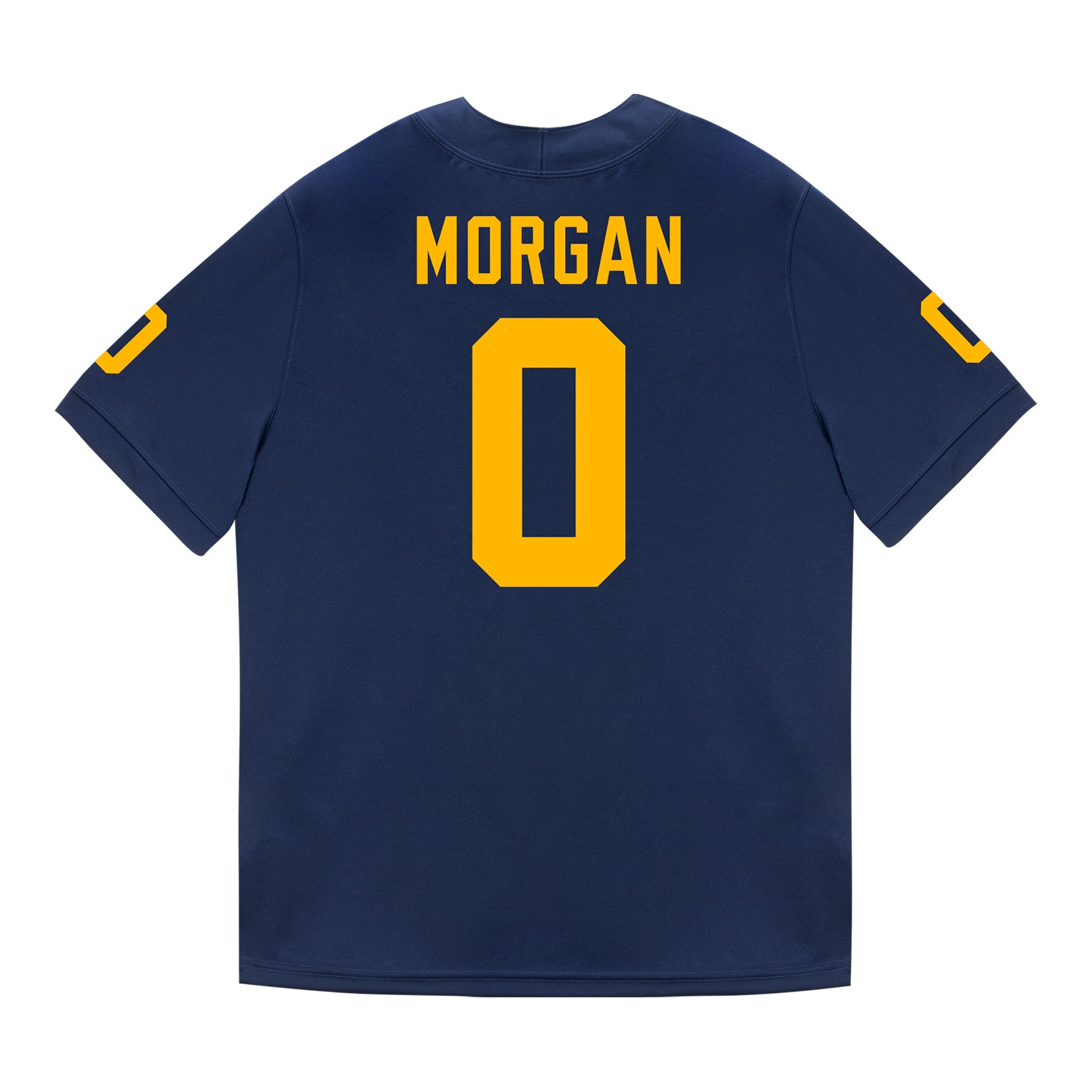Michigan Wolverines #0 Semaj Morgan Student Athlete Blue Football Jersey - Back View