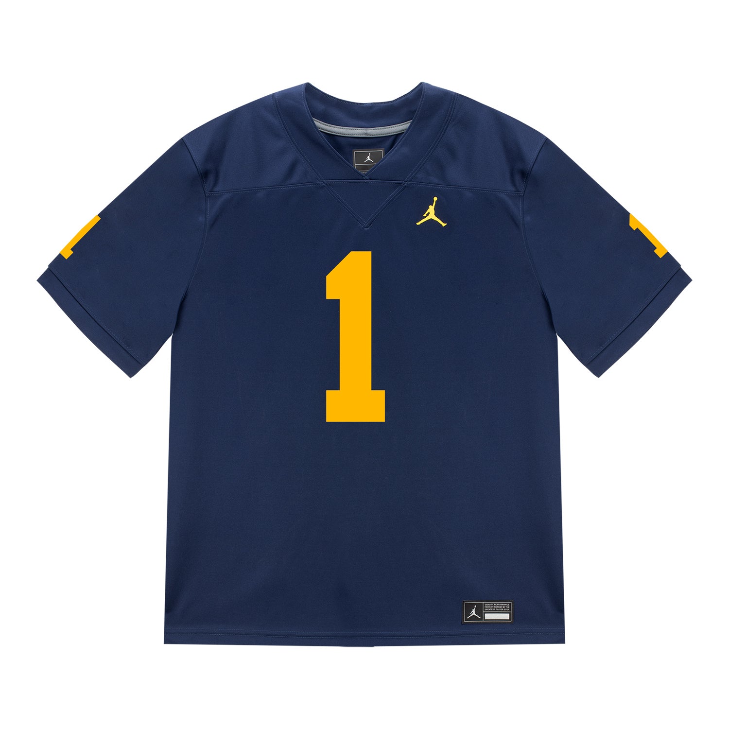 Michigan Wolverines #1 Jaishawn Barham Student Athlete Blue Football Jersey - Front View