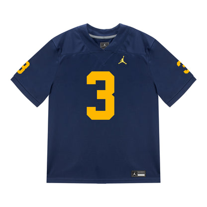 Michigan Wolverines #3 Fredrick Moore Student Athlete Blue Football Jersey - Front View