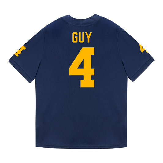 Michigan Wolverines #4 TJ Guy Student Athlete Blue Football Jersey - Back View