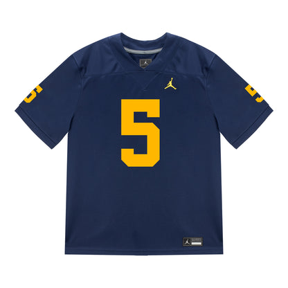 Michigan Wolverines #5 Jacob Oden Student Athlete Blue Football Jersey - Front View