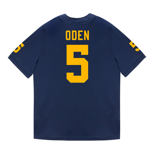 Michigan Wolverines #5 Jacob Oden Student Athlete Blue Football Jersey - Back View