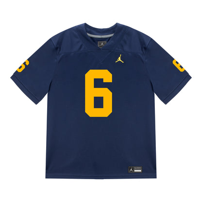 Michigan Wolverines #6 Brandyn Hillman Student Athlete Blue Football Jersey - Front View