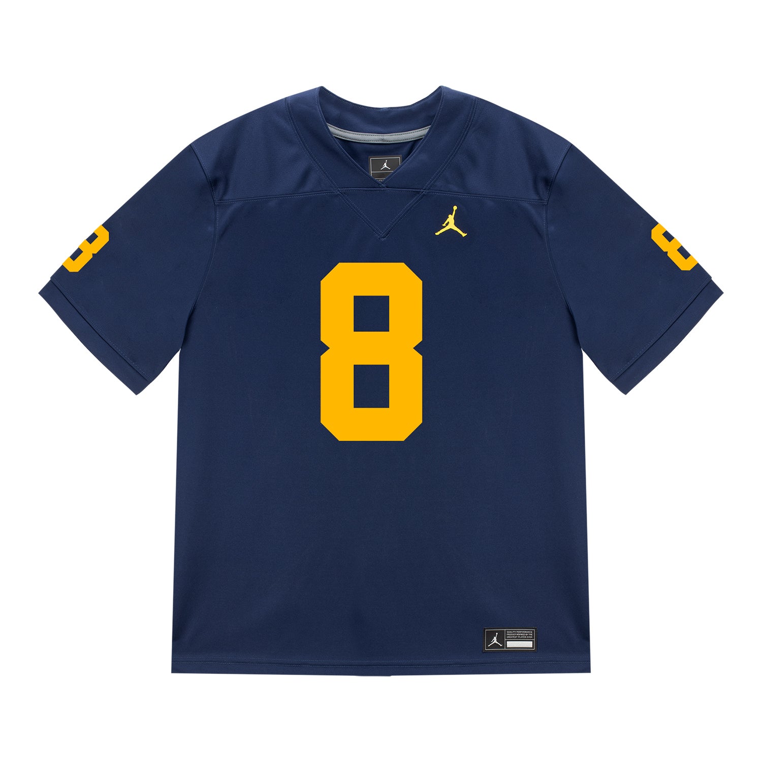 Michigan Wolverines #8 Derrick Moore Student Athlete Blue Football Jersey - Front View