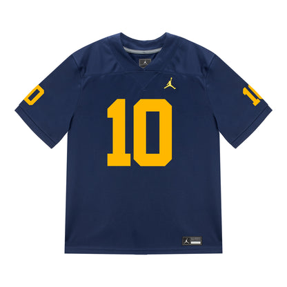 Michigan Wolverines #10 Zeke Berry Student Athlete Blue Football Jersey - Front View