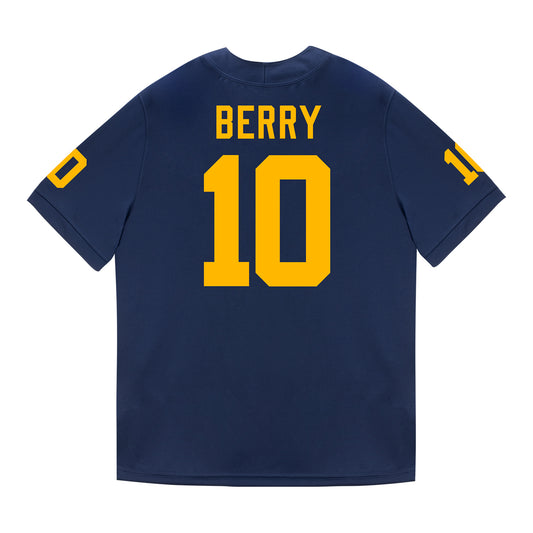 Michigan Wolverines #10 Zeke Berry Student Athlete Blue Football Jersey - Back View