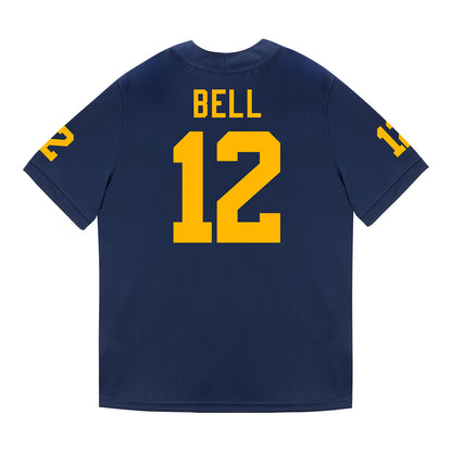 Michigan Wolverines #12 Kendrick Bell Student Athlete Blue Football Jersey - Back View