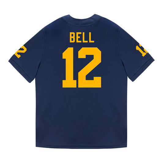 Michigan Wolverines #12 Kendrick Bell Student Athlete Blue Football Jersey - Back View