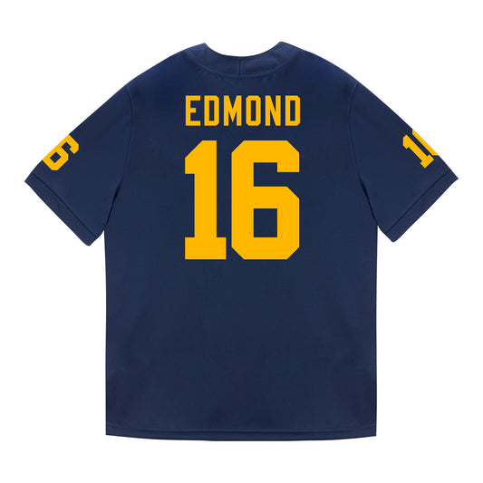 Michigan Wolverines #16 Jo'Ziah Edmond Student Athlete Blue Football Jersey - Back View