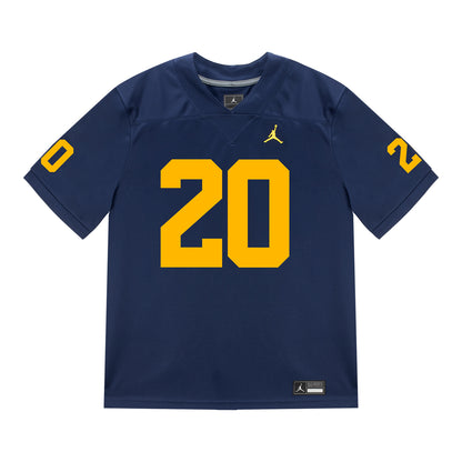 Michigan Wolverines #20 Jyaire Hill Student Athlete Blue Football Jersey - Front View