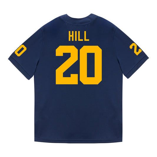 Michigan Wolverines #20 Jyaire Hill Student Athlete Blue Football Jersey - Back View
