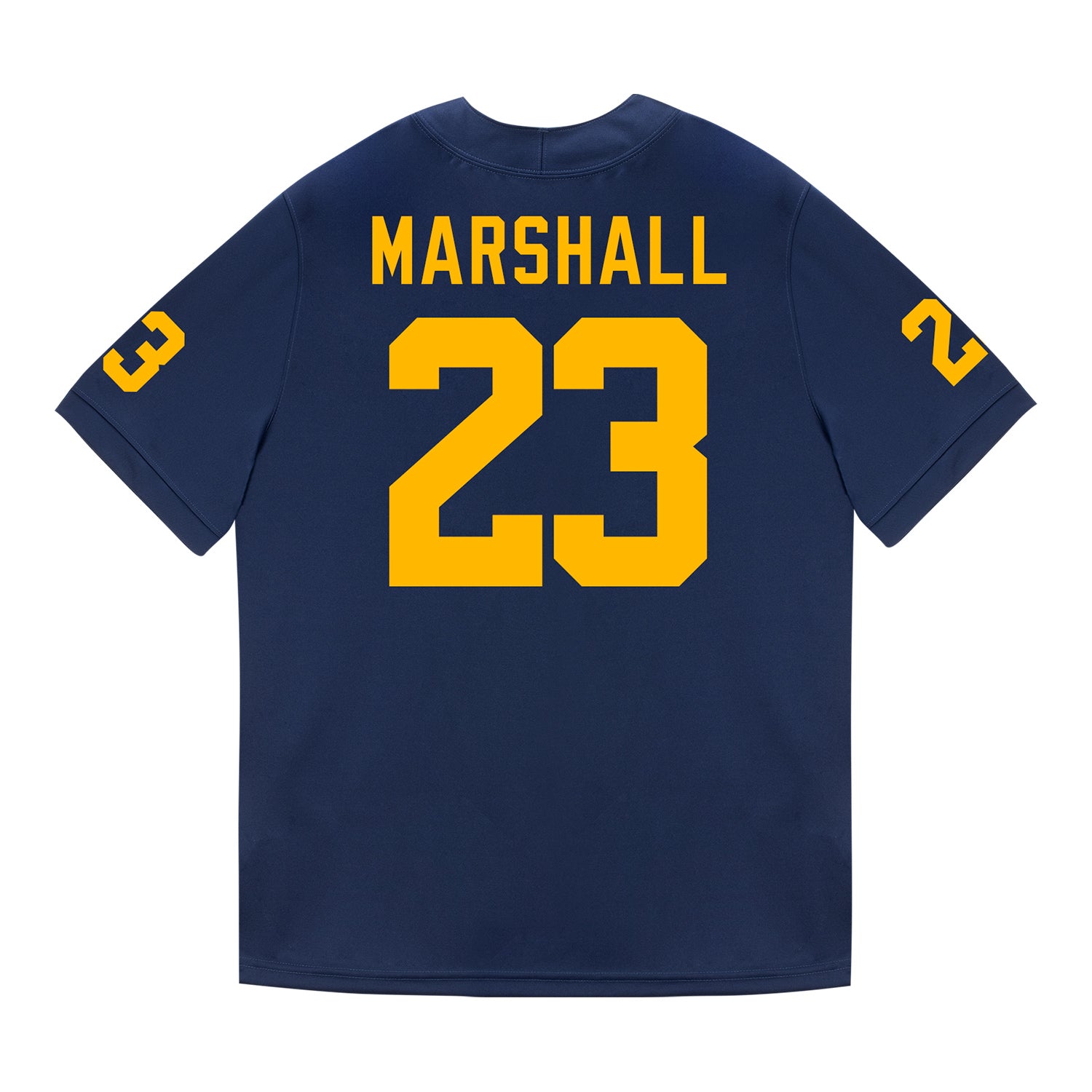 Michigan Wolverines #23 Cole Sullivan Student Athlete Blue Football Jersey - Back View