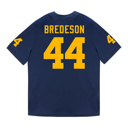 Michigan Wolverines #44 Max Bredeson Student Athlete Blue Football Jersey - Back View