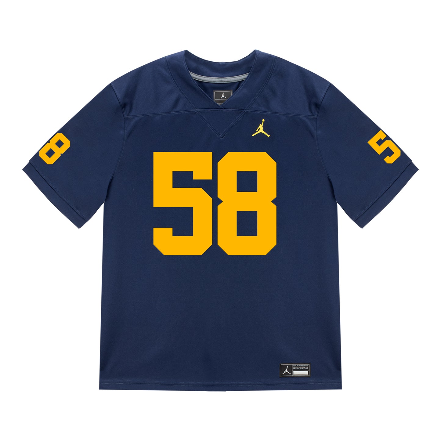 Michigan Wolverines #58 Giovanni El-Hadi Student Athlete Blue Football Jersey - Front View