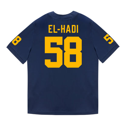 Michigan Wolverines #58 Giovanni El-Hadi Student Athlete Blue Football Jersey - Back View