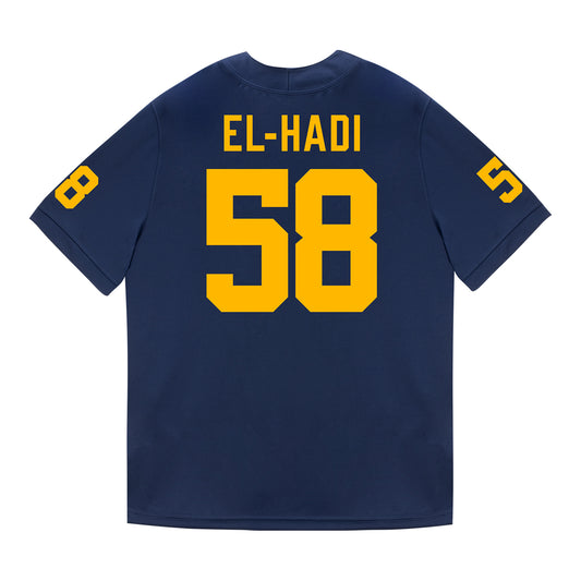 Michigan Wolverines #58 Giovanni El-Hadi Student Athlete Blue Football Jersey - Back View