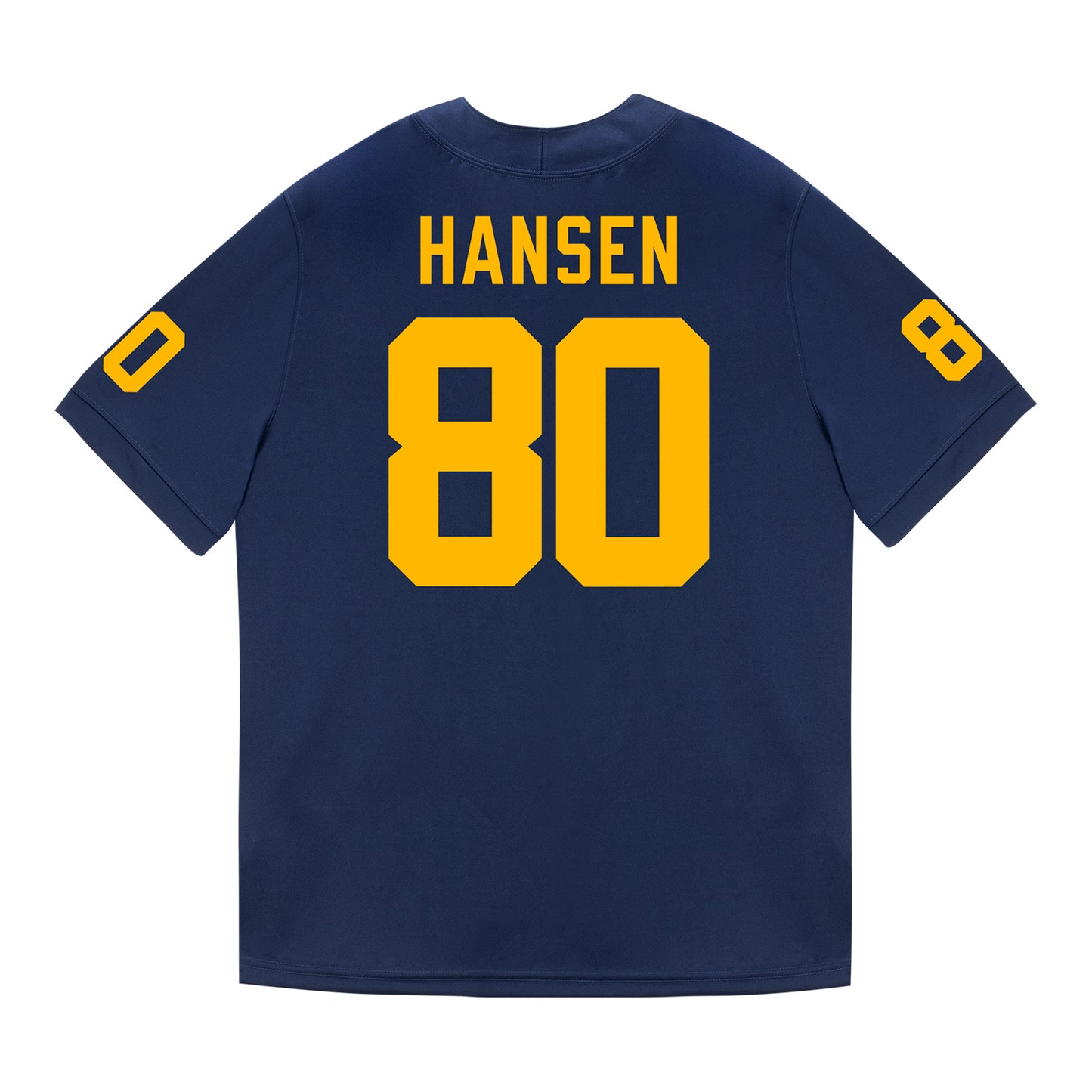 Michigan Wolverines #80 Hogan Hansen Student Athlete Blue Football Jersey - Back View